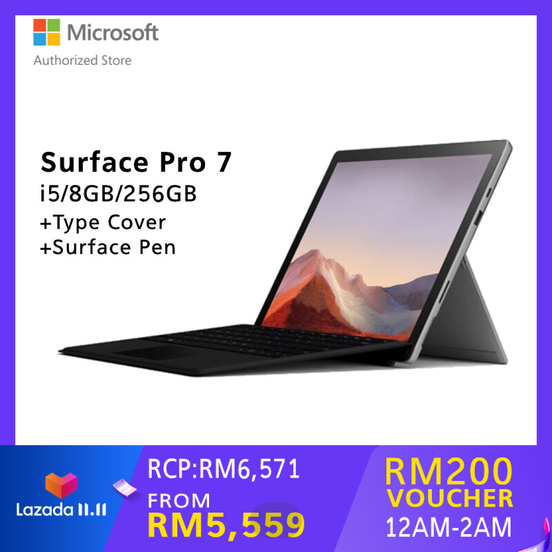 Bundle Microsoft Surface Pro 7 Platinum I5 8gb 256gb Type Cover Pen Malaysia