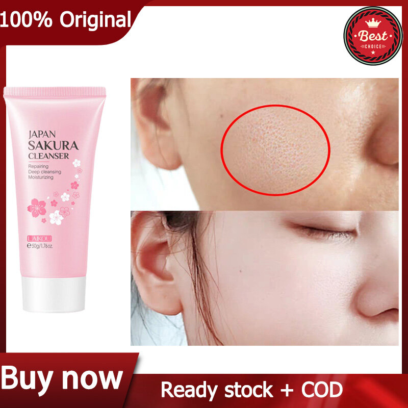 LAIKOU Sakura Cleanser Repairing Deep Cleansing Firming Moisturizing Whitening Face Wash Cleansing Blackheads Skin Care 50g