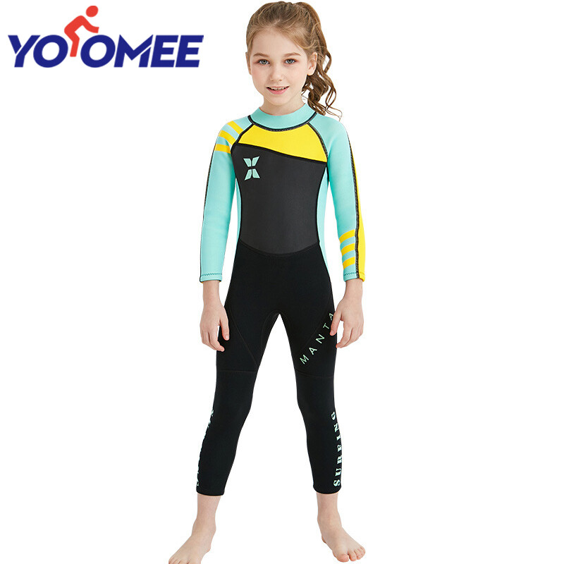 Yoomee Kids Wetsuit 2.5mm Thick Diving Suit Thermal Warm with Sun Protection Swimwear