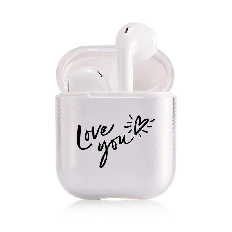 Clear Lovely Airpods 2 Case Cute Heart Letter Clear Hard Headphone
