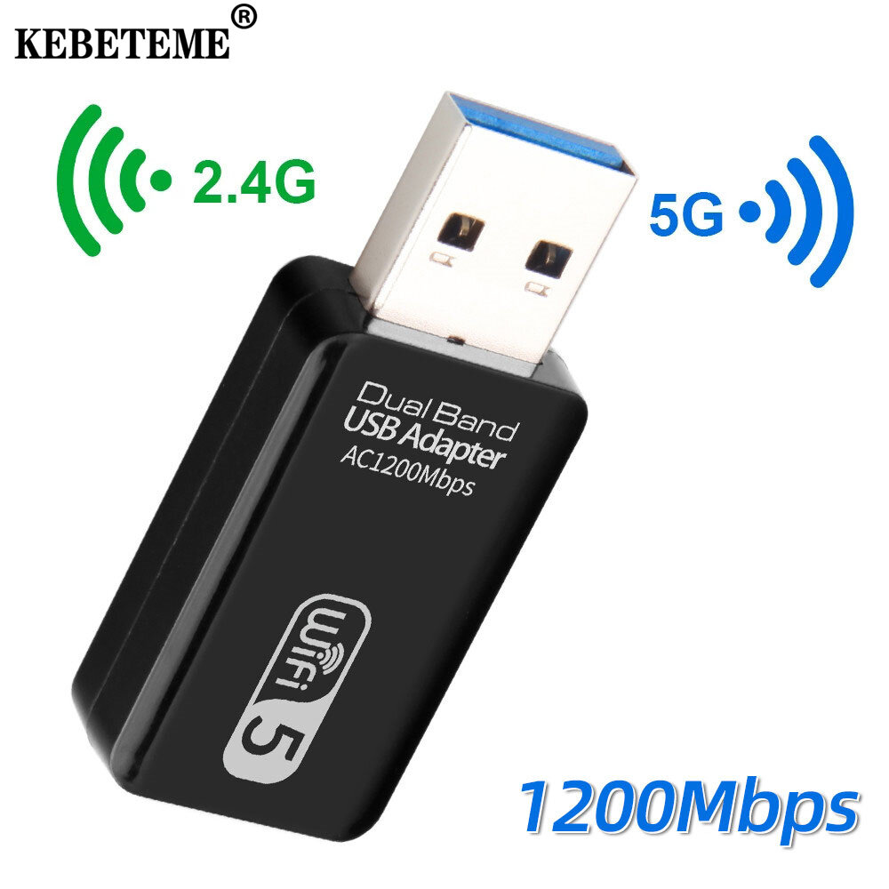 KEBETEME Bộ Chuyển Đổi USB WiFi Không Dây 1200Mbps Bộ Chuyển Đổi Lan WIFI USB 2.4 Băng Tần Kép 3.0G/5Ghz Dongle 802.11ac Cho Máy Tính Xách Tay Máy Tính Để Bàn