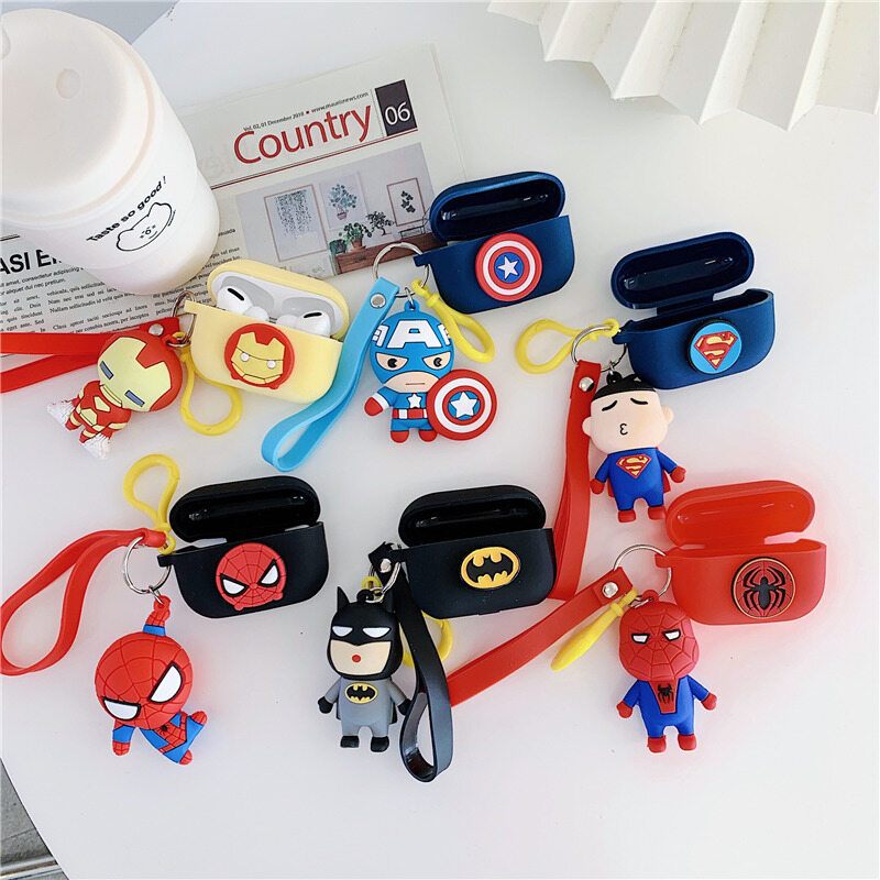 New Luxury 3D Marvel Hero Series Wireless Bluetooth Earphone Silicone Case for Apple AirPods 3 AirPods Pro Shockproof Protective Cover With Stylish Pendant