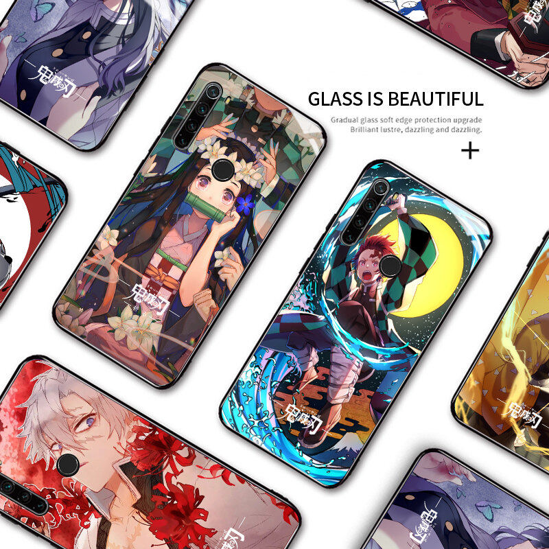 UCUC Phone case casing For Xiaomi Redmi Note7 Note 7 Pro Redmi Note 8 Note 8 Pro Note 8T Note 6 Note 6 Pro Case Shockproof Anime Demon Phone Case Glossy Tempered Glass Casing Cover