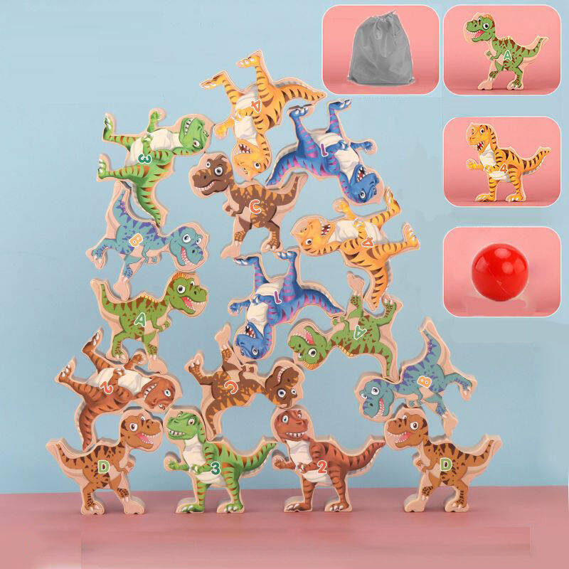 HS Jurassic Dinosaur Stacking Fun Puzzle develops educational toys for 3 years old early education parent-child games children's toys