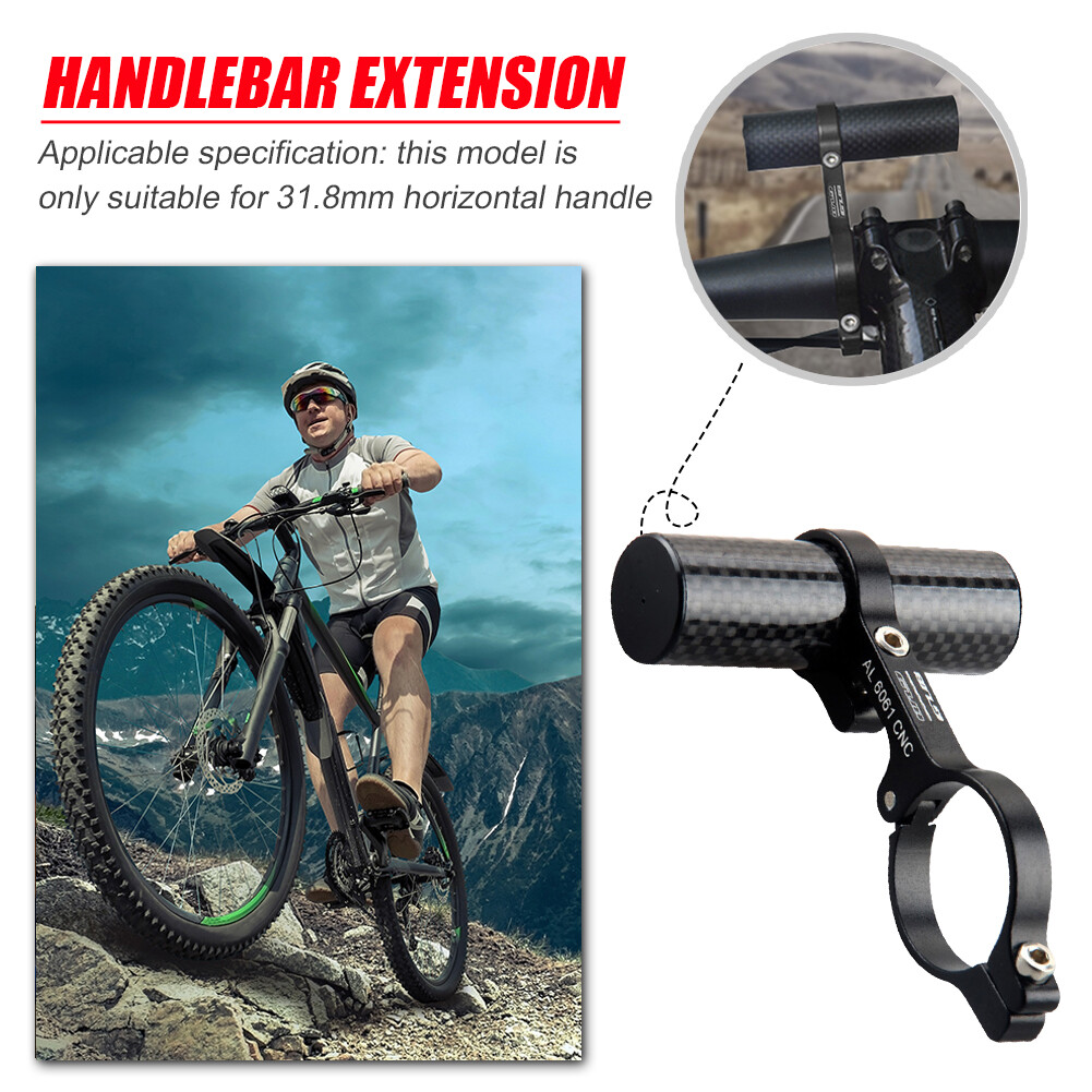 Carbon Tube Bicycle Handlebar Extender MTB Bike Headlight Bracket Holder