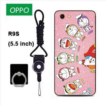 Untuk OPPO R9S Case Telepon Lembut Silikon Pelindung Belakang Bergambar Casing Karet dengan Tali & Cincin 3in1 Q4 波妞