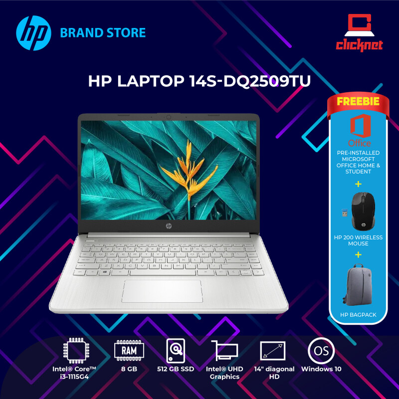 HP 14S-DQ2509TU LAPTOP (I3-1115G4,8GB,512GB SSD,14 HD,UHD GRAPHICS,WIN10,H&S) Malaysia