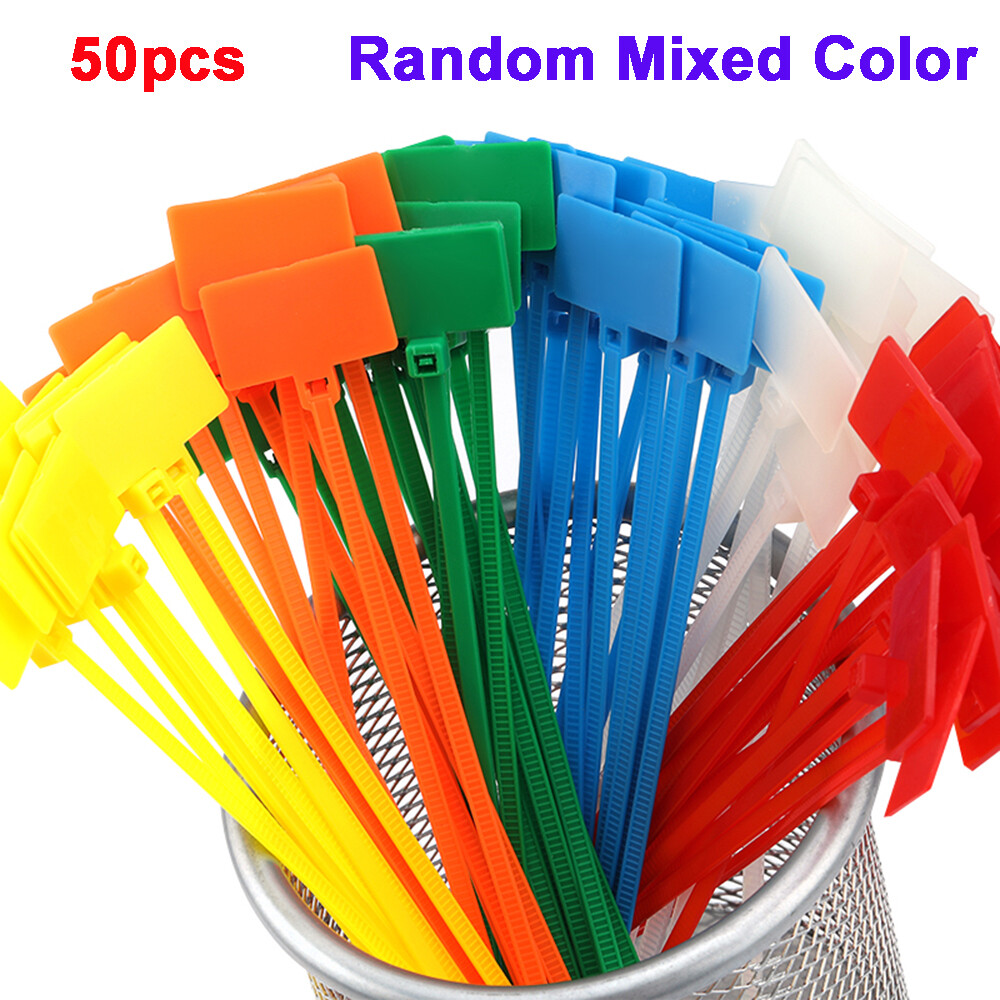 Markers 50pcs Loop Self-locking Plastic Zip Cable Winder Labels Tag Wire Ties