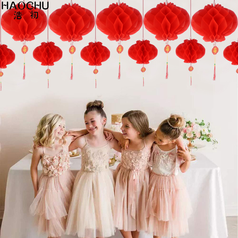 【Lightingeverthing】 Cái/bộ 10 Chiếc Đèn Lồng Giấy Màu Đỏ May Mắn Chống Nước Gấp Được Trang Trí Nhà Cửa Lễ Hội Mùa Xuân Năm Mới Của Trung Quốc, 12/15/20/25/30Cm