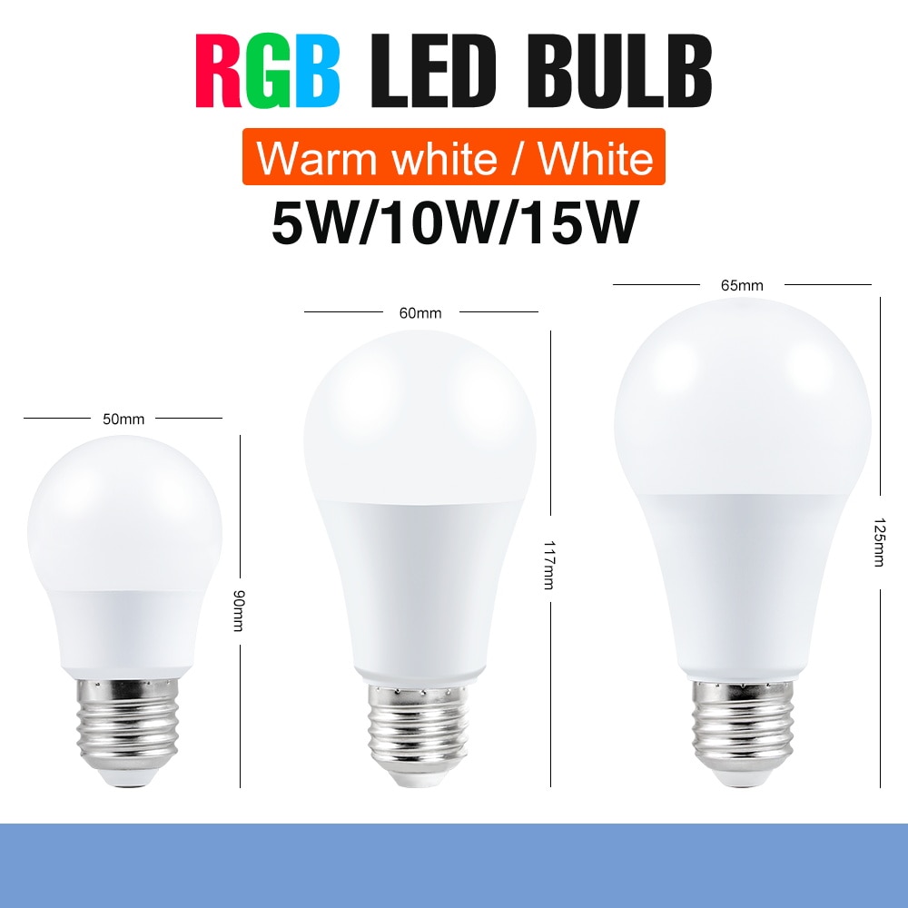[M-CCCA] E27 Smart Control Lamp Led RGB Light Dimmable 5W 10W 15W RGBW ...