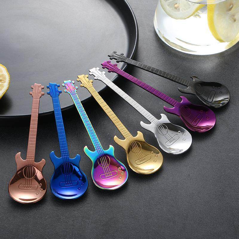 Guitar Coffee Teaspoons,Stainless Steel Colorful Ice Cream Teaspoon Dessert Sugar Milkshake Spoons Malaysia