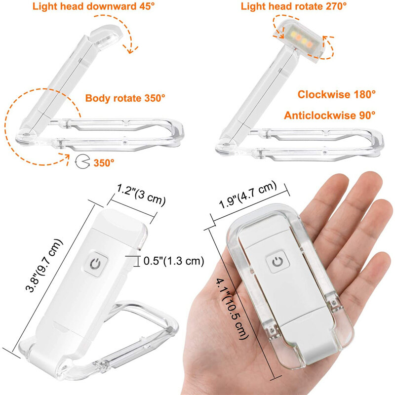 Đèn Đọc Sách Mini Đèn Đọc Sách Kẹp Sạc Usb Đèn Đọc Sách Linh Hoạt Với 3 Màu Đèn Để Bàn Nhẹ Chăm Sóc Mắt Chuyên Nghiệp