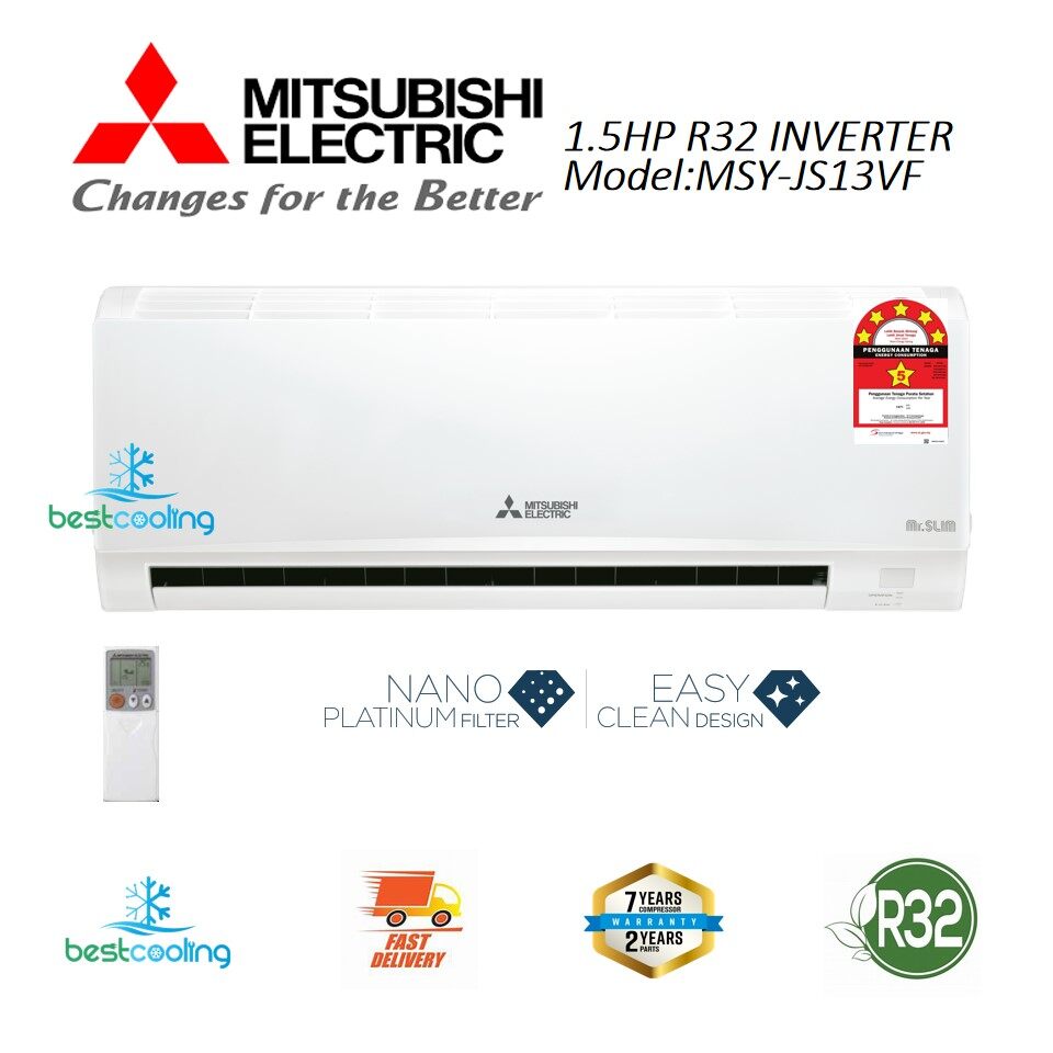 Mitsubishi (MSY-JS13VF) 1.5HP Wall Type Inverter Air Cond R32 Gas | Lazada