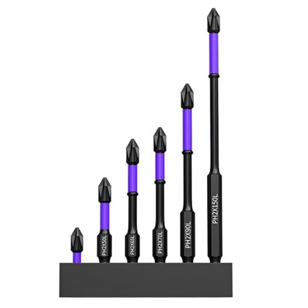 Unnicoco 6Pcs PH2 Non-slip Cross Screwdriver Batch Head 25/50/65/70/90/150mm