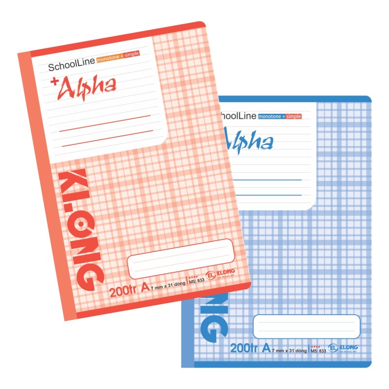 Vở kẻ ngang alpha - 200 trang khổ b5 klong ms: 833