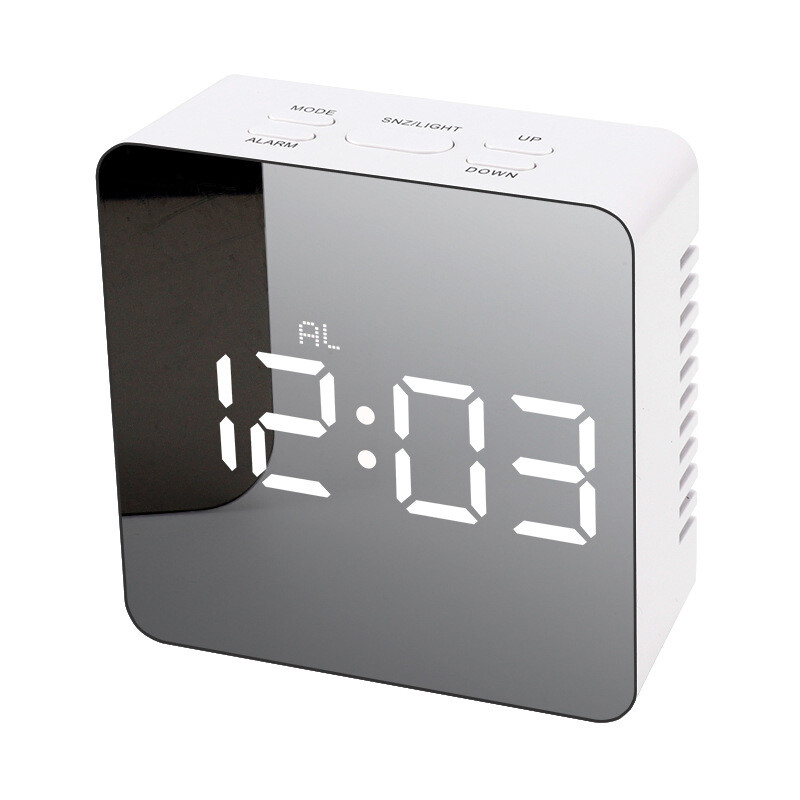 LED Mirror Alarm Clock Digital Clock Home Decoration Clock Snooze Time Electronic Large Time Temperature Display Night Mode