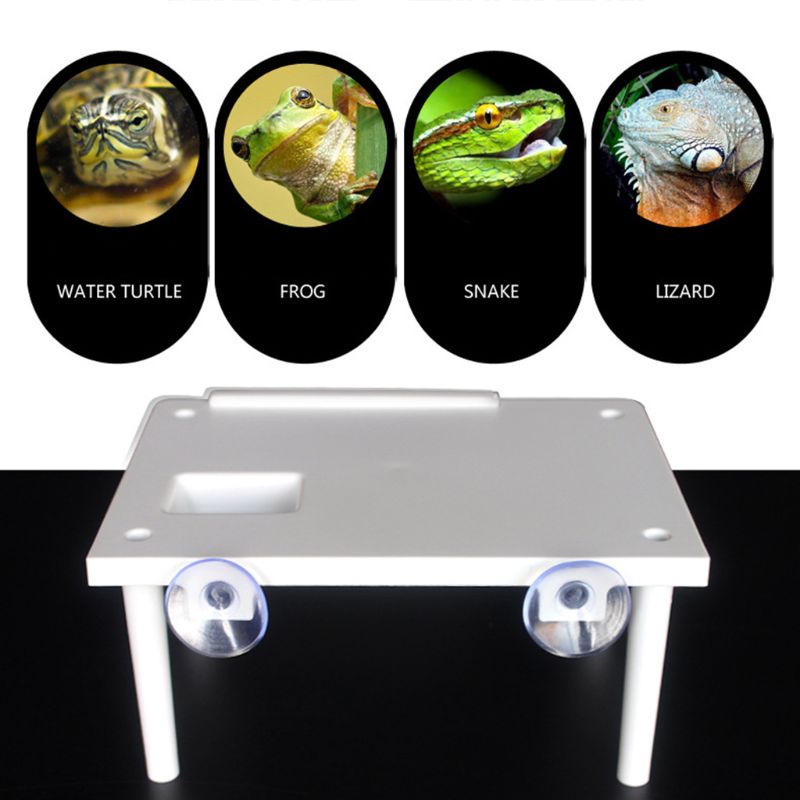 Plastic Turtle Basking Platform Reptile Ramp Ladder Resting Terrace with 2PCS Suction Cups for Frogs