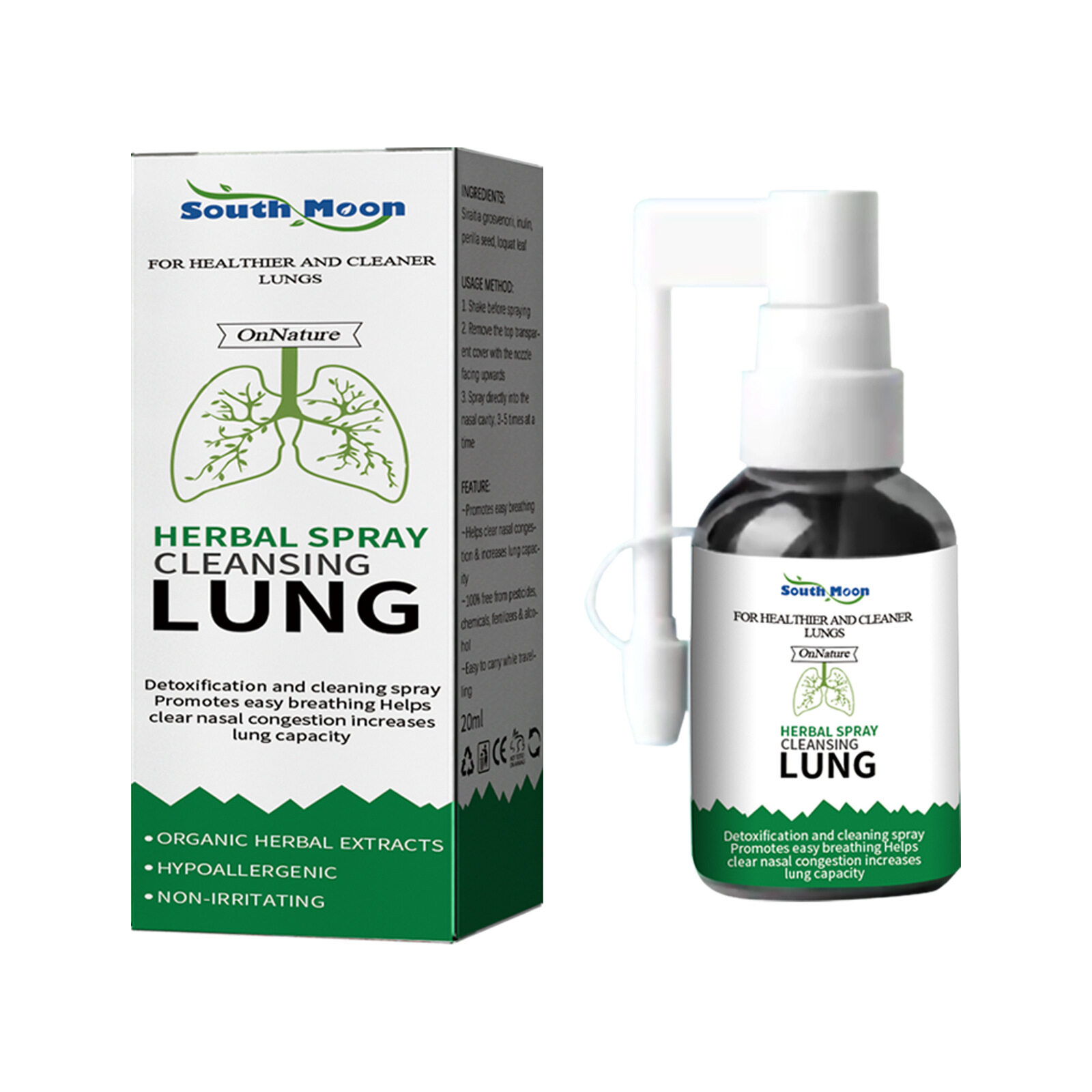 South Moon Lung Cleaning Throat Spray Relieves Throat Sinus Pressure