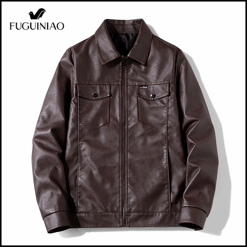 FUGUINIAO high quality leather jacket casual motorcycle jacket men's latest leather jacket pu leather jacket
