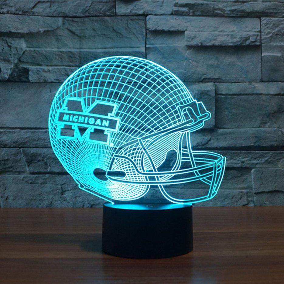 Nóng Người Bán Michigan Nắp Hình Cảm Ứng Đèn 7 Màu Đèn Đổi 3D Đèn Ngủ LED