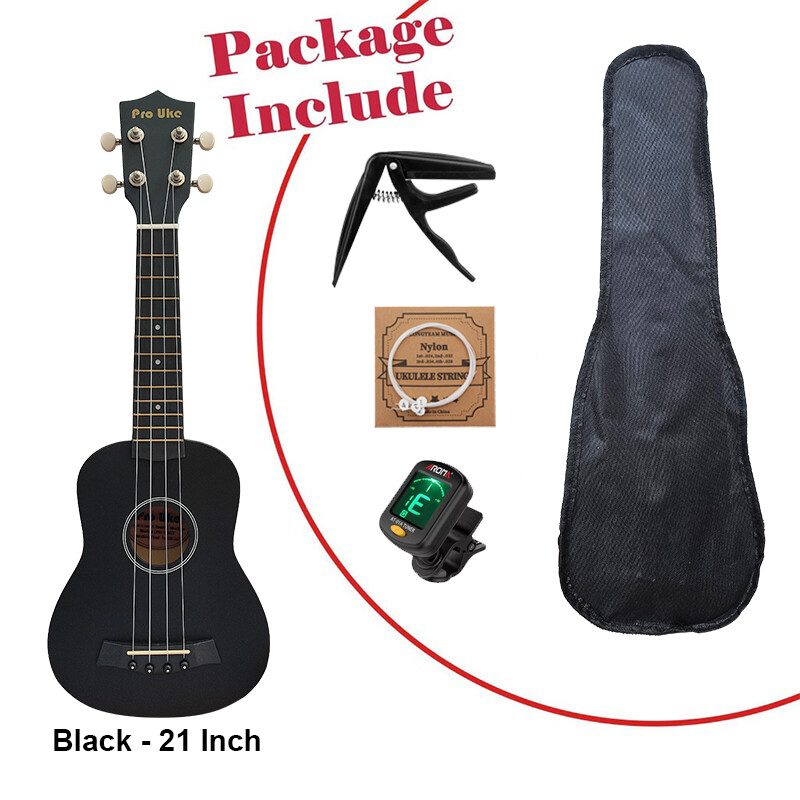 PRO UKE PU-180T 21 Inch Soprano Ukulele Guitar Beginner Package