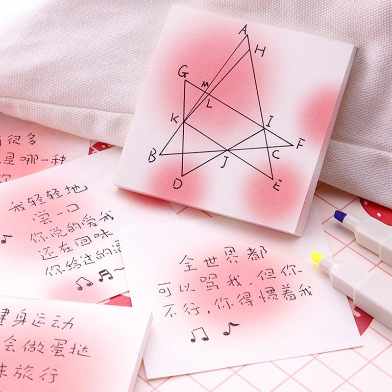 50 Tờ Giấy Ghi Chú Dòng Màu Hồng Chuyển Sắc Giấy Ghi Nhớ Di Động Cho Học Sinh