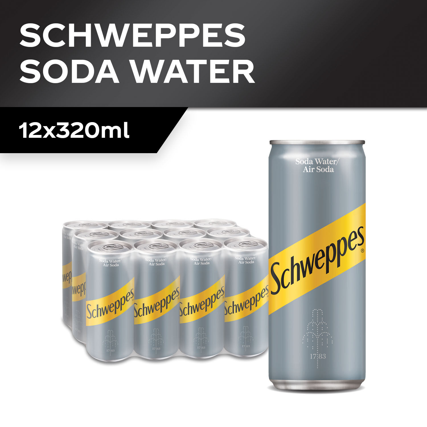 Schweppes Soda Water Can 320ml x 12 Lazada