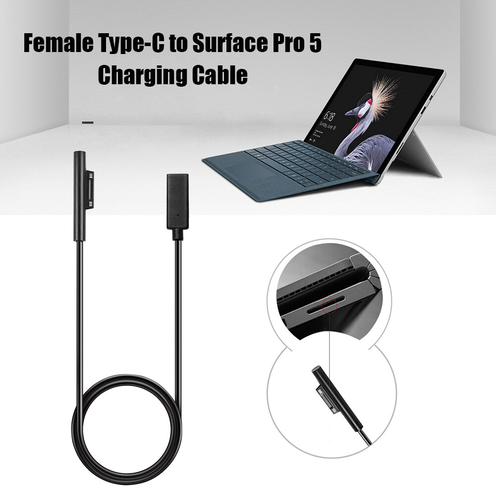 USB Type C Female PD Charging Cable for Microsoft Surface Pro 7/6/5/4/3