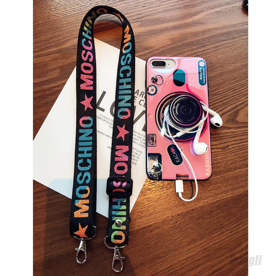 RTY Case For iPhone X iPhone XS MAX XR iPhone 7 Plus 8 Plus iPhone 7 8 iPhone 6 Plus 6S Plus iPhone 6 6S iPhone 5 iPhone 5c iPhone 5S 3D Cute Retro Camera lanyard Casing Grip Stand Holder Silicone Phone Case Cover With Adjustable lanyard