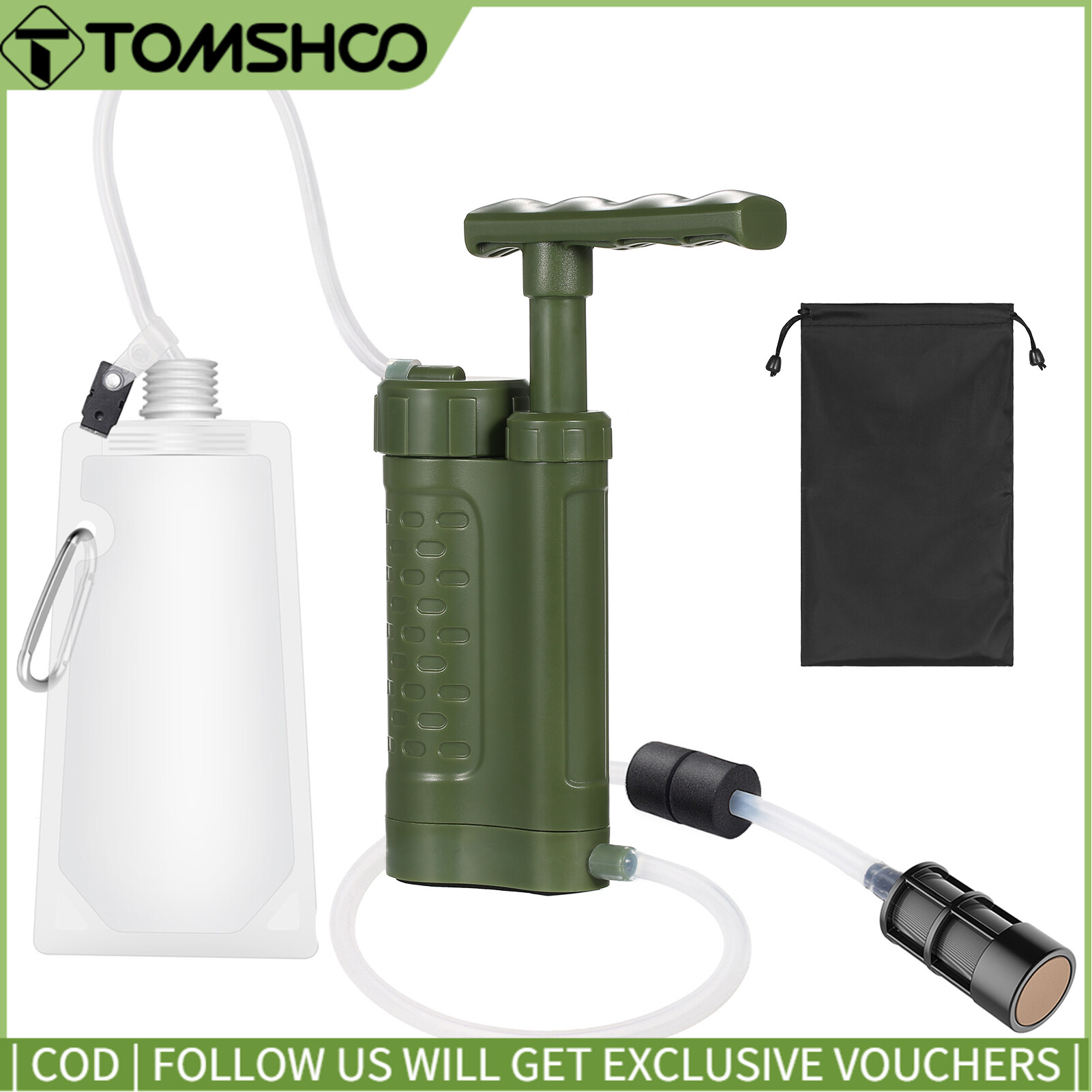 Water Purifier Pump Water Filtration System with 0.01 Micron Water Filter Portable Outdoor Emergency Survival Gear for Family Preparedness Camping Hiking Emergency