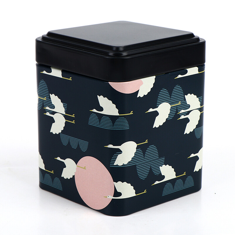 Moito Tea Sealed Box Kitchen Storage Container Jar Tin Square Can Candy Iron Vintage