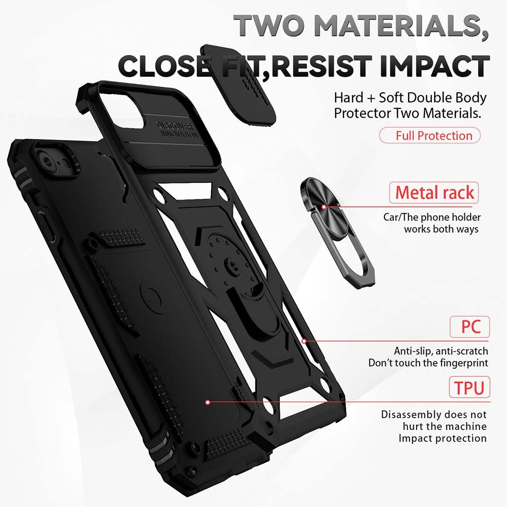 For iPhone 6/7/8/SE 2020/SE 2022 Phone Case,Sergeant Push Window Protection Camera Armor Ring Bracket Back Cover