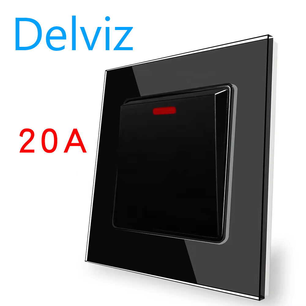 Delviz High power control Air conditioner Water heater switch,Double pole double break switch panel, UK standard 20A Wall Switch