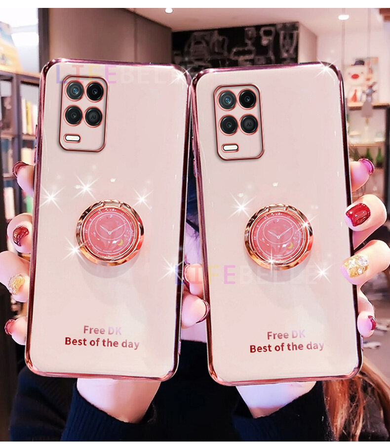 Ốp Lưng LIFEBELLE Dành Cho OPPO A54 4G Ốp Lưng + Giá Đỡ Nhẫn Đeo Ngón Tay, Ốp Điện Thoại Viền Mạ Siêu Mỏng Sáng Bóng Sang Trọng Ốp Bảo Vệ Chống Sốc Cao Cấp Bằng Silicon TPU Mềm