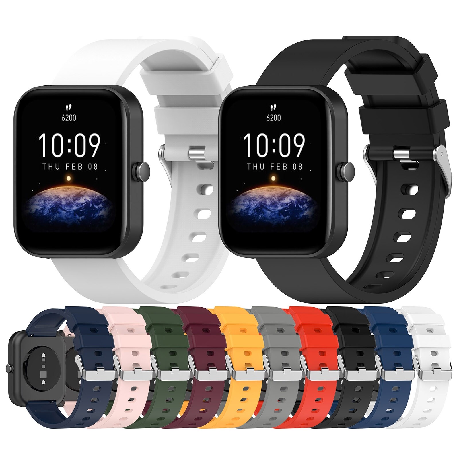 For Amazfit Bip 3 20mm Steps Style Silicone Watch Band(Black)