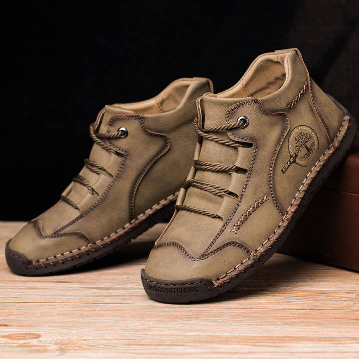 menico men vintage hand stitching comfort soft leather boots