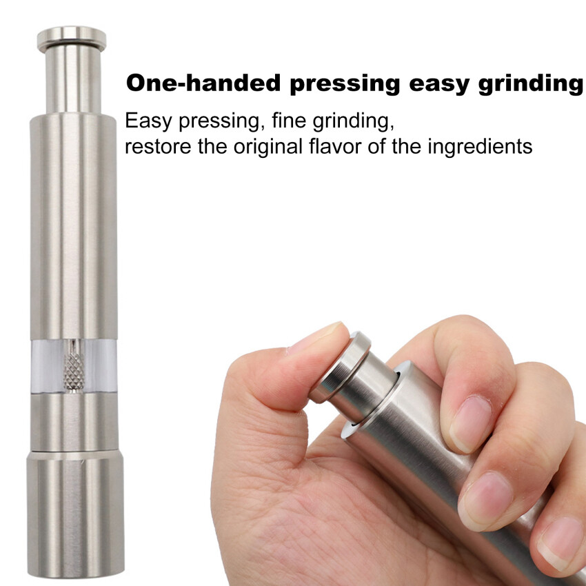 Salt And Pepper Grinder Push Button Pepper Grinder Single Hand Mini Salt And Pepper Grinder Set Or Single Manual Spice Grinder
