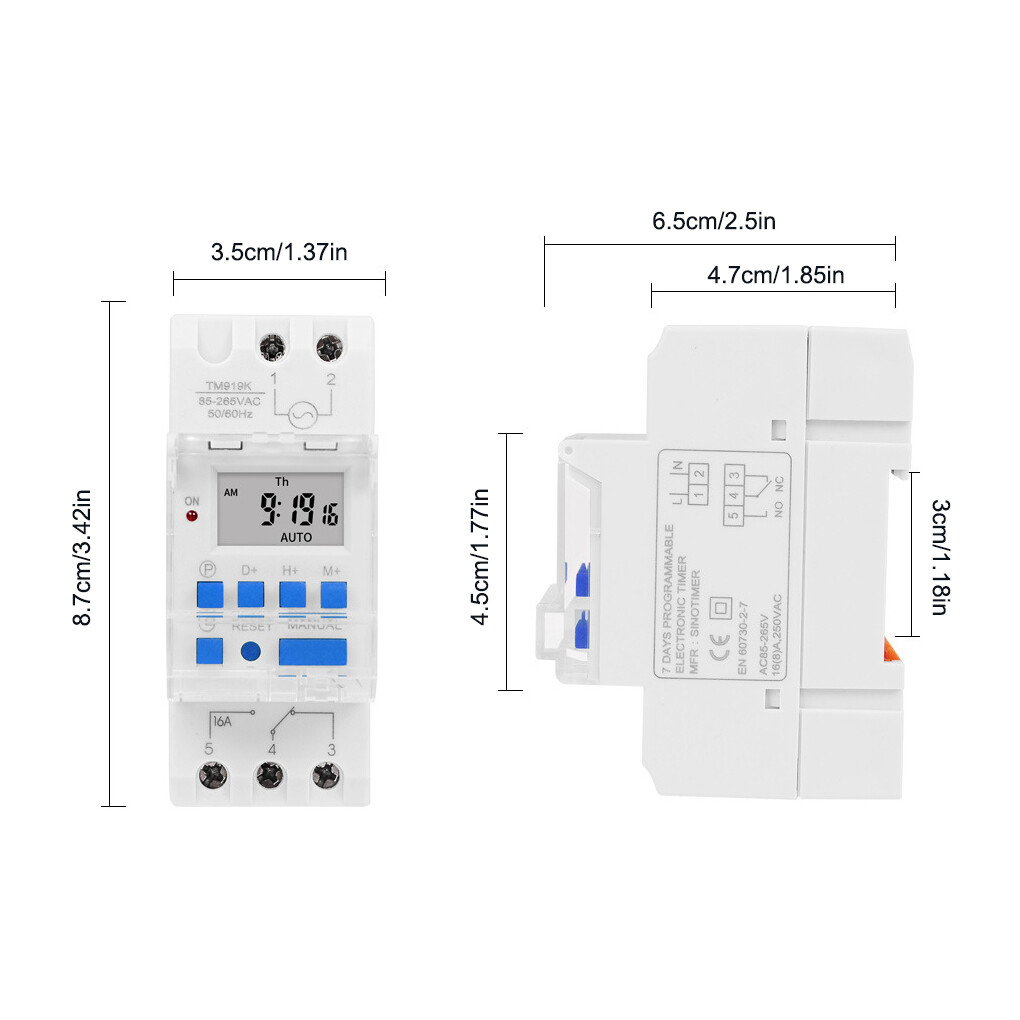 Time Switch Programmable Weekly LCD Relay Timer 12H/24H Adjustable Countdown Battery Operated Clock Water Heater
