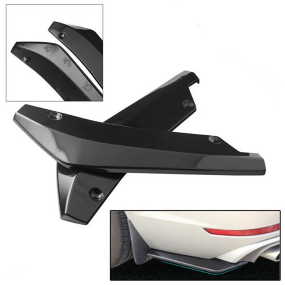 NPDTN 2Pcs Black Diffuser Universal Splitter Lip Spoiler Protector Scratch Car Rear Bumper