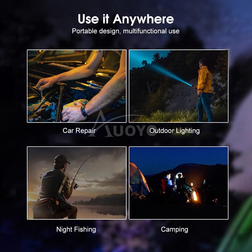 Auoyo Flashlight Multifunctional P50 Mini Torch Light White Laser Flashlight Super Bright Flashlight Waterproof Outdoor Torchlight Zoomable LED Flashlight Penlight