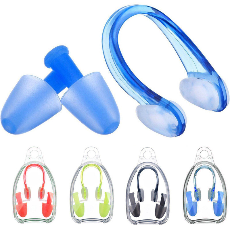 Soft Silicone Swimming Nose Clips + 2 Ear Plugs Earplugs Set Water Sports Swimming Nose Plugs