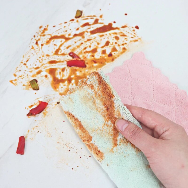 25*25cm Super Absorbent Microfiber Dish Cloth Household Tableware Cleaning Towel Kitchen Tools Gadgets