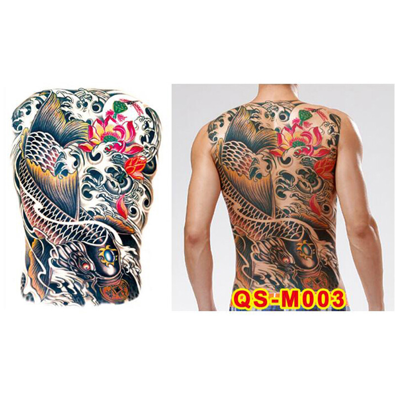 Xiong Huge design full back temporary tattoo large body art waterproof sticker