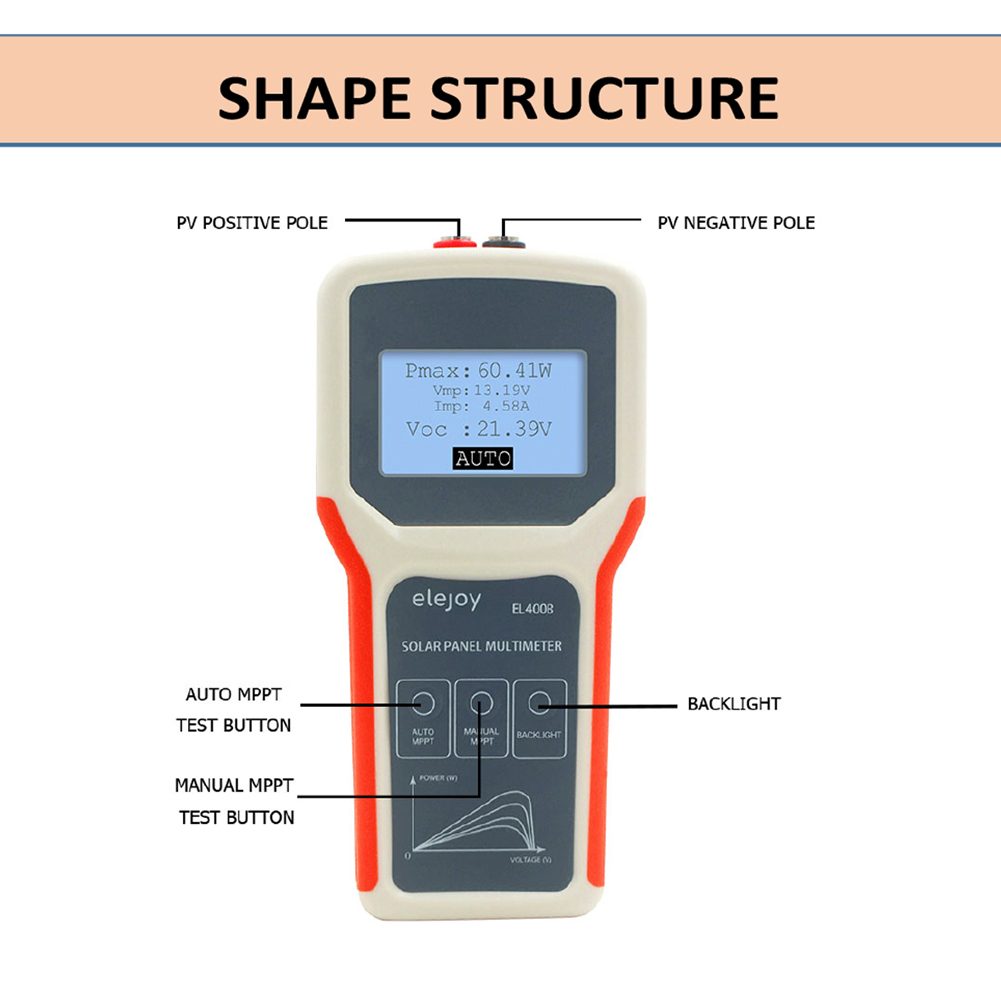 Smart Sensor Đồng Hồ Vạn Năng Bảng Quang Điện Cầm Tay Tiện Dụng Máy Kiểm Tra MPPT Bảng Năng Lượng Mặt Trời Tự Động/Thủ Công Với Màn Hình LCD Đèn Nền Công Cụ Kiểm Tra Điện Áp Mạch Mở Nhiều Biện Pháp Bảo Vệ An Toàn