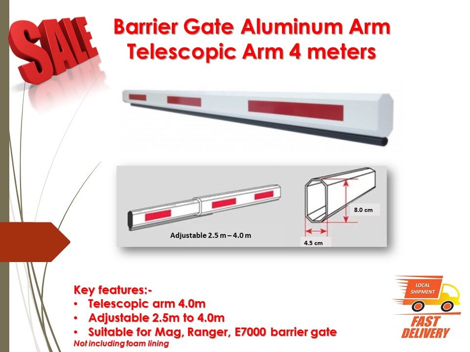 Barrier Gate Aluminum Arm Telescopic Arm 4 meters (Adjustable 2.5