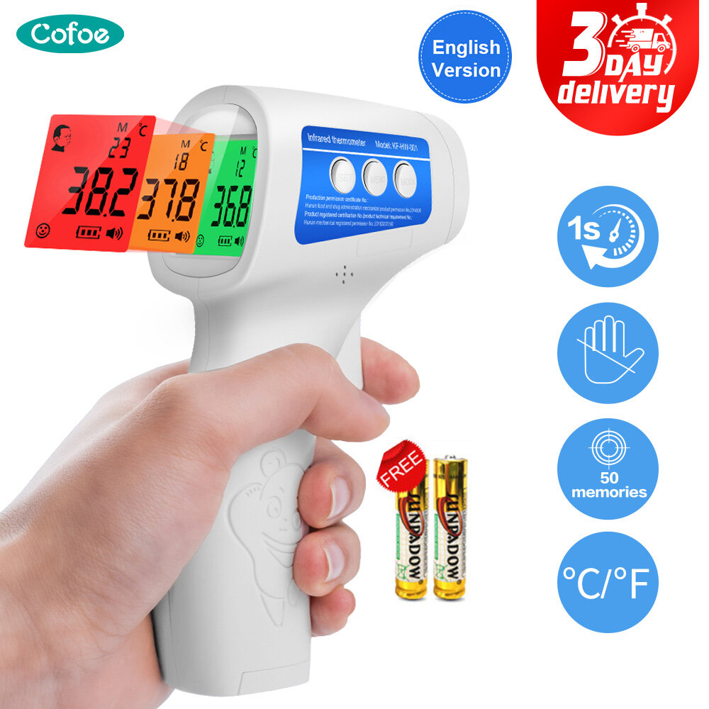 【Malaysia Stock】Cofoe 2 in 1 Infrared Forehead Thermometer Body/Object Non-contact Digital Thermal Scanner Fever LCD Termometer from Malaysia Baby Body Temperature Sensor Thermometer on Hand for Child & Adults