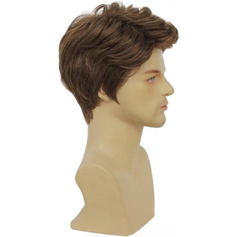 Wig Short Men's Wig Light Brown Straight Layer Loose Wig