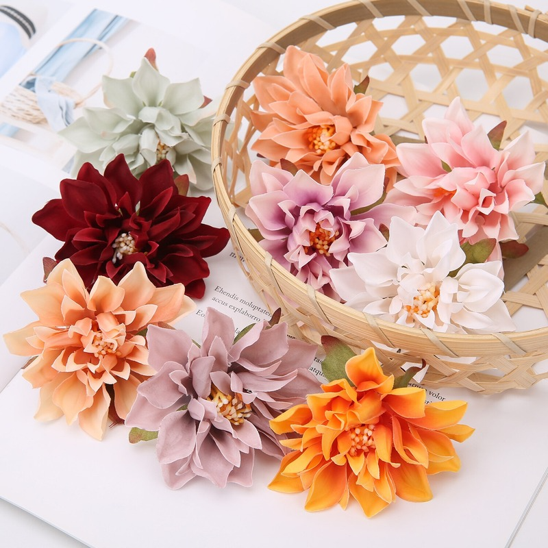 10/20 Cái Đầu Thược Dược Hoa Nhân Tạo Cho Trang Trí Nội Thất Hoa Mùa Thu Hoa Tiệc Cưới Vòng Hoa Lụa Thược Dược Thủ Công Mỹ Nghệ Hoa Giả