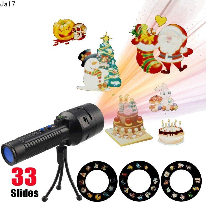 33 Slide Đèn Máy Chiếu Cầm Tay Giáng Sinh, Máy Chiếu Có Thể Sạc Lại, Đèn Pin Anime Di Động Có Chân Máy Cho Halloween/Giáng Sinh/Đèn Tiệc Sinh Nhật