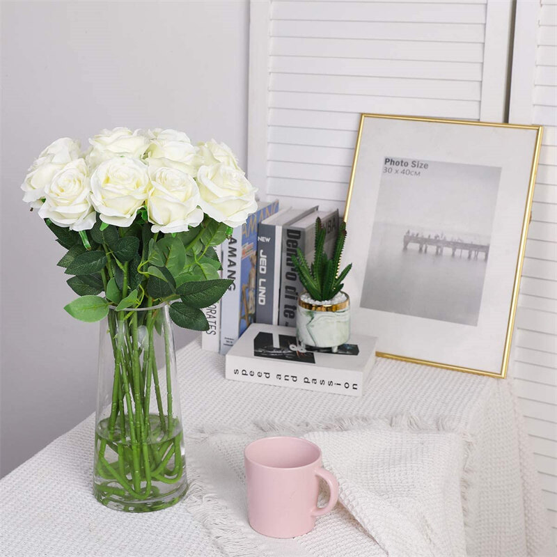 1/5 Chiếc Hoa Giả Lụa Hoa Hồng Nhánh Dài Bó Cho Trang Trí Nhà Trang Trí Đám Cưới Hoa Giả Tự Làm Vòng Hoa phụ Kiện